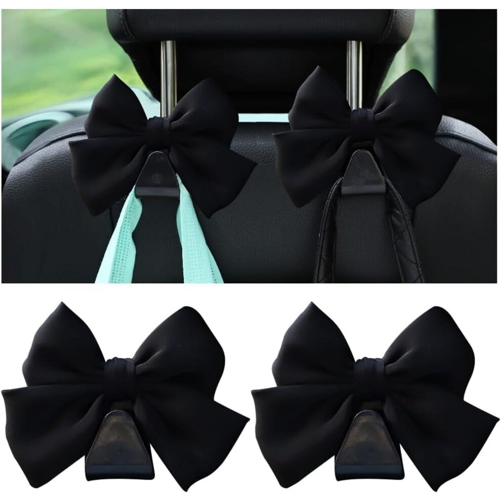 2Pcs Car Seat Headrest Hooks Â Cute Bow Purse Hooks For Bags, Universal Compatible With Suv/Sedan/Truck ( Line) Black 9450273837789