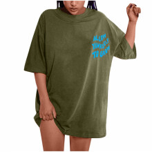 T-shirt ample et mignon pour femme, grande taille, imprimé slogan, manches courtes, pull d'été – S (US : 4)