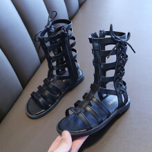 Scarpe per bambine UTTOASFAY, scarpe estive per neonate e bambine, scarpe da principessa romana, sandali aperti con zip, nere, 4,5-5 anni.