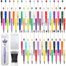 Kit de 150 Canetas Decoradas com Miçangas: 50 Canetas com Miçangas + Refis + Bolsas – Canetas Esferográficas Fofas com Tinta Preta para