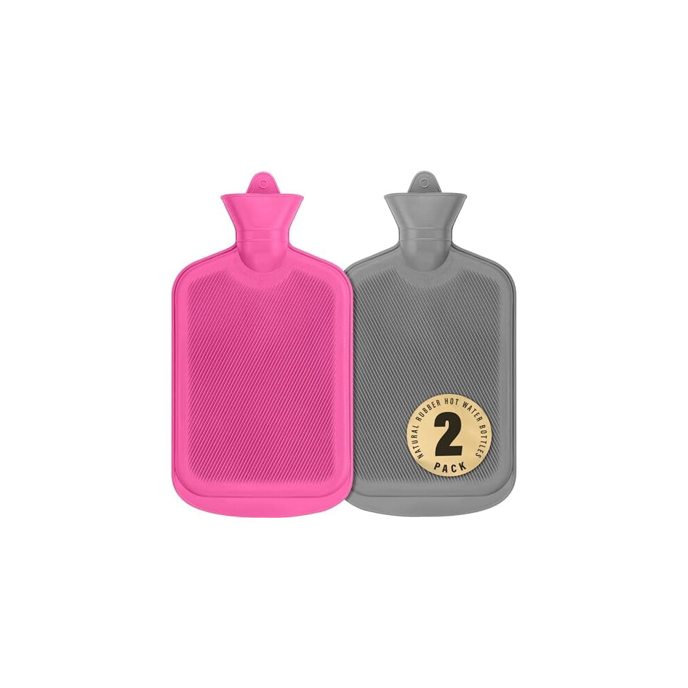 Hot Water Bottle Natural Rubber 2L 2-Pack