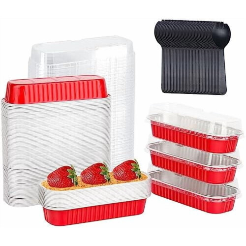 Mini-brödformar för engångsbruk med lock, 100-pack, 6,8 oz