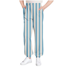 Pantaloni jogger în carouri pentru copii, talie elastică și manșete la glezne, buzunare, albastru deschis, 3-15 ani – Compatibili cu ținute de