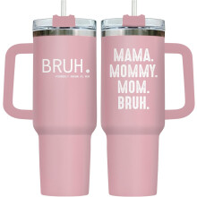 Rosa 40oz vakuumisolerad tumbler med handtag och sugrör – Mors dag-present till mamma, kompatibel med mamma-presenter