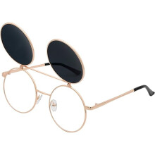 Retro-Klappbrille, runde Steampunk-Sonnenbrille