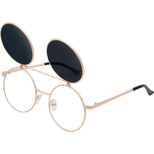 Retro Flip-Up Runde Steampunk Solbriller