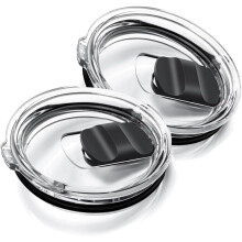 Tampa magnética transparente para copo térmico de 887 ml (30 oz) com deslizador preto.