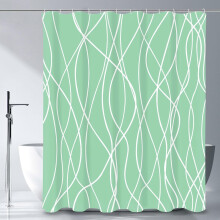 Absztrakt csíkos zuhanyfüggöny, modern minimalista vízálló szövet zuhanyfüggöny szett akasztókkal 72" x 72" - mentazöld