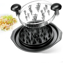 Desmenuzador de pollo de 25 cm con tapa transparente, antideslizante, ergonómico, libre de BPA, compatible con pechuga y carne de pollo.