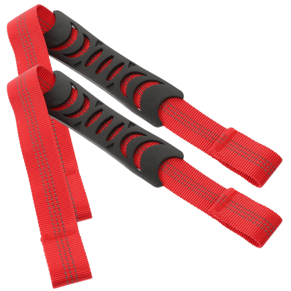 Nylon Car Headrest Grab Handle For Elderly 2Pcs 15.6X1.2x0.4in Red 9426043798970