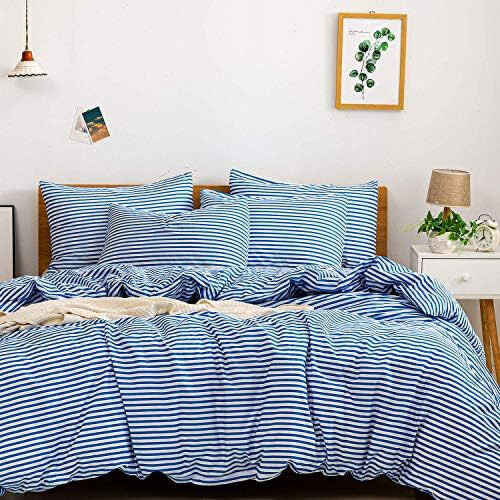 Dekbedovertrekset met strepen van 100% katoen, queensize