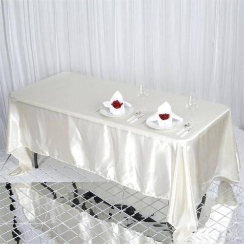 Toalha de mesa retangular de cetim BalsaCircle 72x120 polegadas, cor marfim