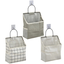 Ensemble de 3 sacs de rangement muraux, organisateur de porte, en coton et lin, panier multifonctionnel pour chambre/salle de bain/cuisine –