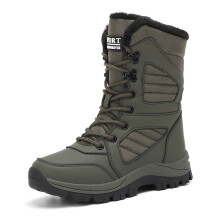 Damen-Winterstiefel, olivgrün, dicke Sohle, hoher Schaft