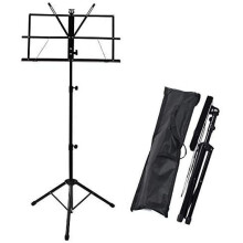 Display4Top Height-Adjustable Music Stand, Portable Folding Metal Stand With Carrying Bag, Lightweight For Storage Or Travel, Black