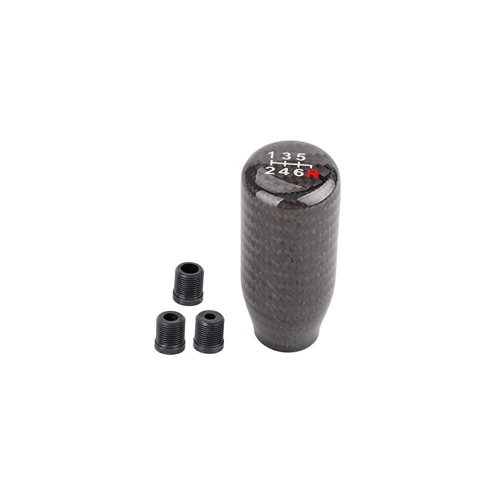 Carbon Fiber Shift Knob For Automatic And Manual Vehicles, Carbon Fiber Gear Shift Knob, 6 Speed Black 9426043478780