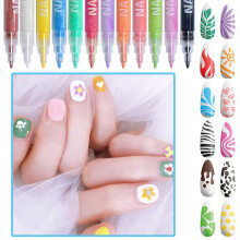 Professional 12 Colors Water-Based Nail Art Pen Set - Precision Tip for Intricate DIY Designs, Quick-Drying & Non-Toxic, Gift-Ready Packaging A