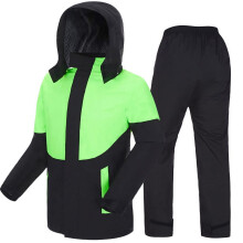 Raincoat men's and women's whole body Summer adult coat clothes split riding motorcycle riot-proof raincoat rain pants suit-Black+Green