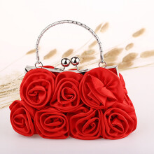 Women's Party Clutch Vintage Rose Purse Evening Handbag Faux Silk Handbag Bridal Clutch Bag for Wedding Evening Party