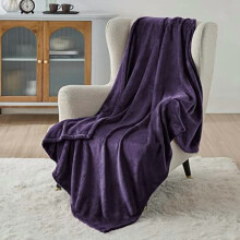 GentleSoft Fleece Throw XL Blanket Purple - 300GSM Soft Lightweight Plush Cozy Blankets for Bed, Sofa, Couch, Travel, Camping, 50x70 inches