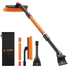 39.37" Ice Scrapers for Car Windshield and Snow Brush with Foam Grip and 360 Pivoting Brush Head for Christmas Car Auto Truck SUV(Orange)