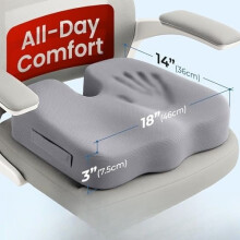 Cuscino in memory foam per alleviare il dolore al coccige, colore grigio.
