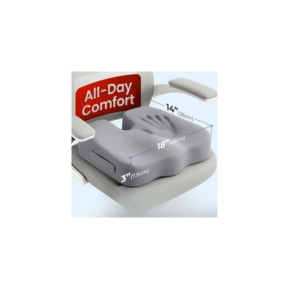 Memory Foam Seat Cushion For Tailbone Pain Relief Gray 9122141276166