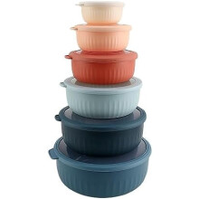 Prep Bowls with Lids- Wide and Deep Nesting Plastic Small Mixing Bowl Set with Lids, 12 Piece Set - Wide Bowls, Multicolor