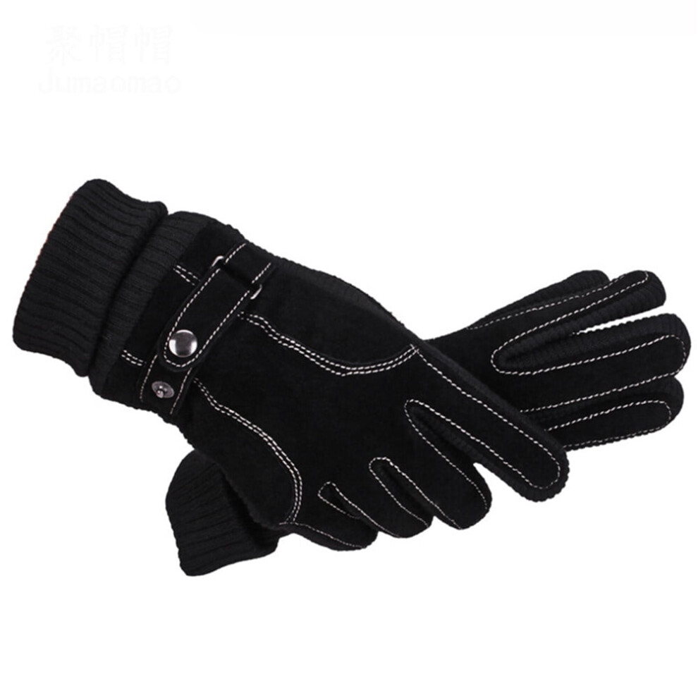 Leather Winter Gloves Windproof Thermal 1 Pair Black 9130661185738
