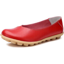 Damskie skórzane buty, mokasyny, w jednolitym kolorze, wsuwane, płaskie, wygodne, codzienne, płaskie buty do chodzenia