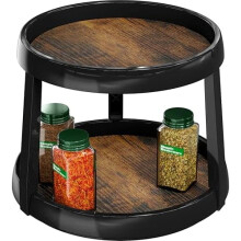 Lazy Susan Spice Organizer Rustic Brown 2-Tier 10 Inch