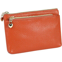 Porta-moedas feminino em couro legítimo, cor café (1 peça)