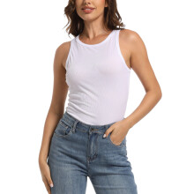 Damen-Rippstrick-Tanktop, ärmellos, schmal geschnitten, kurze