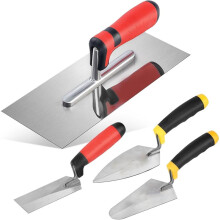 Set di 4 Utensili Manuali per Muratura, Cazzuola per Stuccatura da 6", Cazzuola Piatta da 6", 11" X 4" con Manico Morbido e Cazzuola da 4,92" X 1,97"