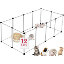 PandaTop Small Animal Playpen, 14x14", 12-Piece Translucent Plastic Enclosure – Compatible with Small Dogs & Pets