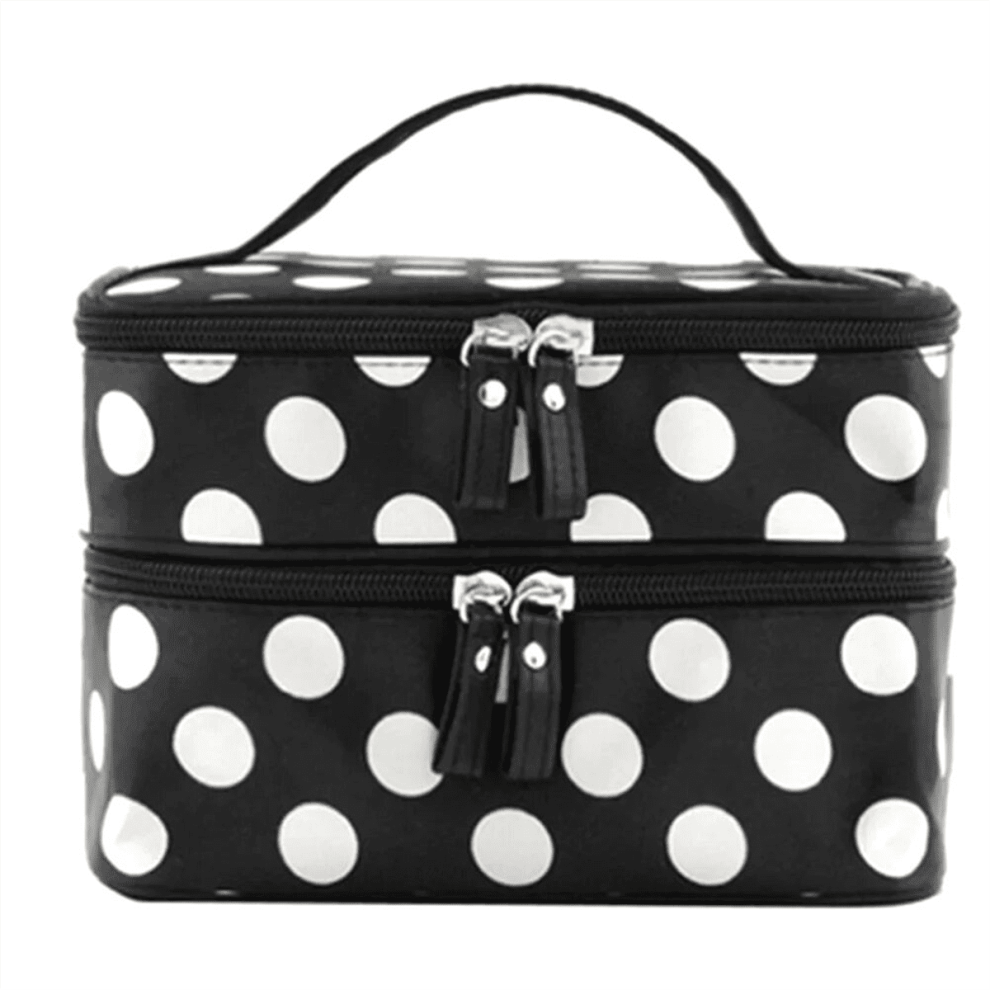 Large Capacity Polyester Cosmetic Bag with Double Zipper