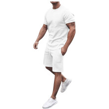 Men's Short Sets 2 Piece Outfits Summer Casual Round Neck T Shirts Print Short Sleeve Blouse and Shorts Tracksuit Sets with Pockets