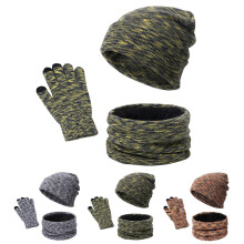 Fashion Womens and Mens Knitted Hat Scarf Glove Set Winter Beanie Hat Knit Thick Warm Thermal 4 Piece Sets,Gray