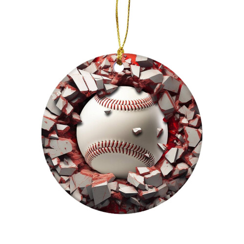 2D akryl baseballpynt til juletre
