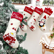 Șosete de Crăciun personalizate cu nume personalizat, șosete mari de lux, brodate, pentru familie