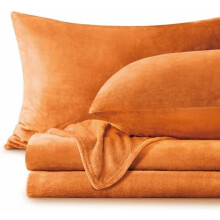 Flanellbettwäsche-Set, Queen-Size, Rostorange, superweiches Fleece (4-teilig: Spannbettlaken, Bettlaken, 2 Kissenbezüge)