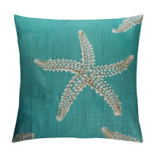 Kussenhoezen met turquoise zeesterren, kust-, strand- en nautische decoratie, geschikt voor kussens van 45 x 45 cm, set van 2