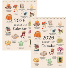 Calendário de parede inspirador para 2026 com lista de desejos (12 meses)