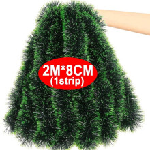 Green and White Tinsel Garland 15m