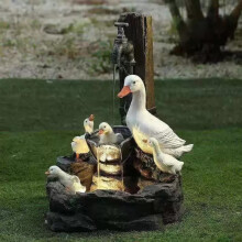 Duck Solar Powered Water Feature Outdoor/Indoor Sculpture, Waterscape Fountain Statue Garden Water Fountain With LED Light Styling Pool, Solar Lamp