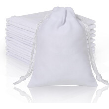 Sachets en velours à cordon, lot de 20, 7,6 x 10,2 cm, blancs, pour bijoux, bonbons, cadeaux de Noël ou de mariage.
