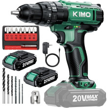 Tacar Druileála Casúir Gan Sreang 20V le 2 Chadhnraí, Chasmhóimint 350In-lb, Chuck 3/8", 1350RPM, 21+3 Socrú, 14 Giotán – Ag luí le DeWalt &