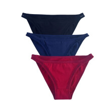 Lenjerie intimă bikini cu 3 bucăți, elastică, cu croială înaltă, fără cusături, din bumbac