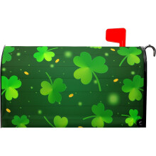 St. Patrick's Day Magnetic Mailbox Cover, 18x21", Green Shamrocks, Lucky Clover Design – Compatible with Standard Mailboxes