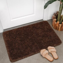 2x3 ft Small Entryway Throw Rug, Brown Non-Slip Fluffy Carpet for Bedroom/Living Room – Compatible with Modern Aesthetic Home Décor